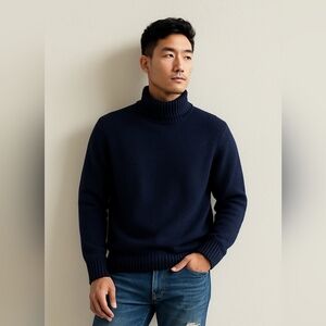 H&M Men's Navy Turtleneck Sweater Size L
